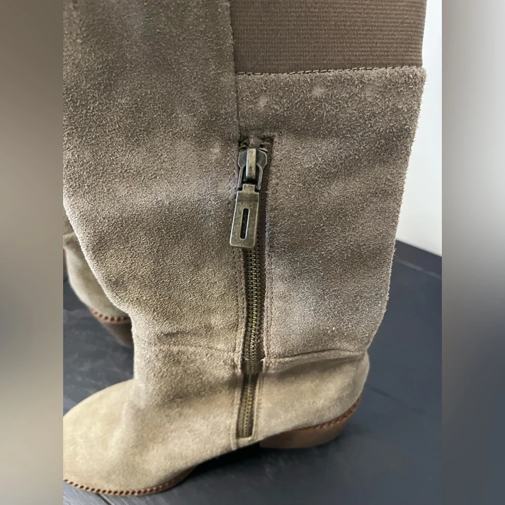 Splendid Women's Kassie Tobacco Brown Suede Tall Side Zipper Boots size 6